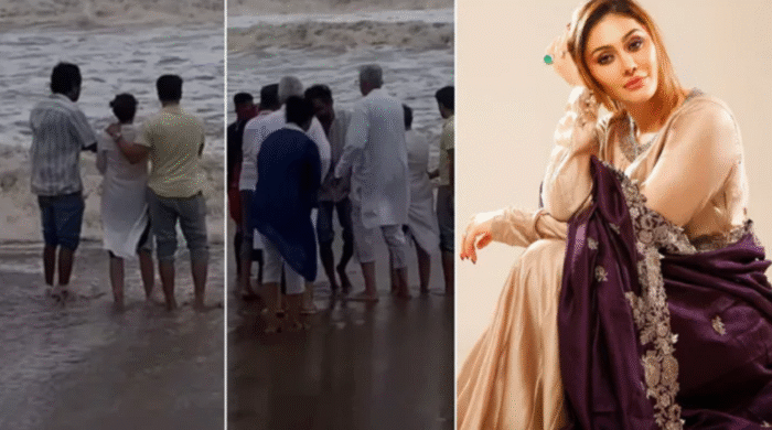 উত্তাল সাগরে শেষ বিদায়: স্ত্রীর অস্থিভস্ম আরব সাগরে ভাসালেন শেফালির স্বামী পরাগ ত্যাগী