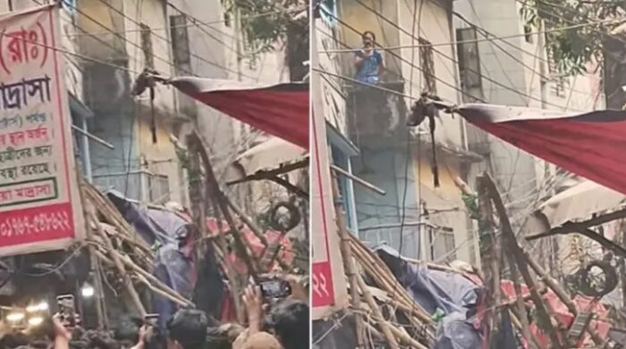 ভয়াবহ ভূমিকম্পে আরমানিটোলায় হেলে পড়ল ৬ তলা ভবন