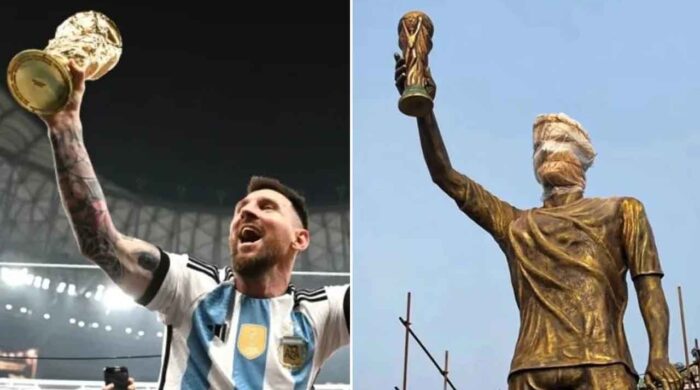 মেসি ৭০ ফুট উচ্চতার ভাস্কর্য উন্মোচন ভারতের কলকাতায়