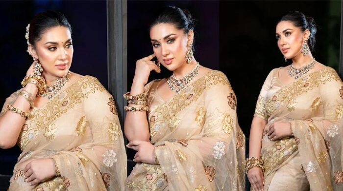 শীতের সকালে রুপালি বউ সাজে অপু বিশ্বাস