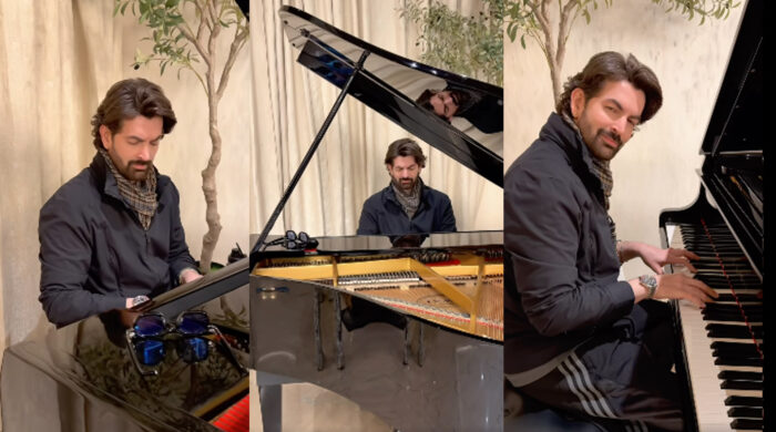 পিয়ানো বাজাচ্ছেন বলিউড অভিনেতা নীল নিতিন মুকেশ