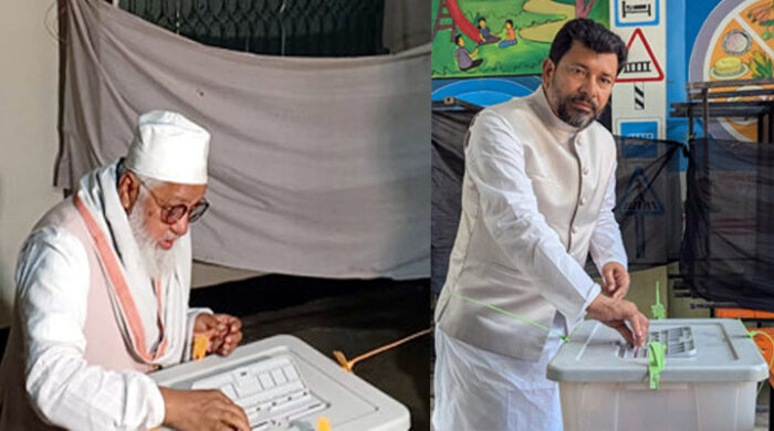 নিজ কেন্দ্রে ভোট দিলেন শাহজাহান চৌধুরী