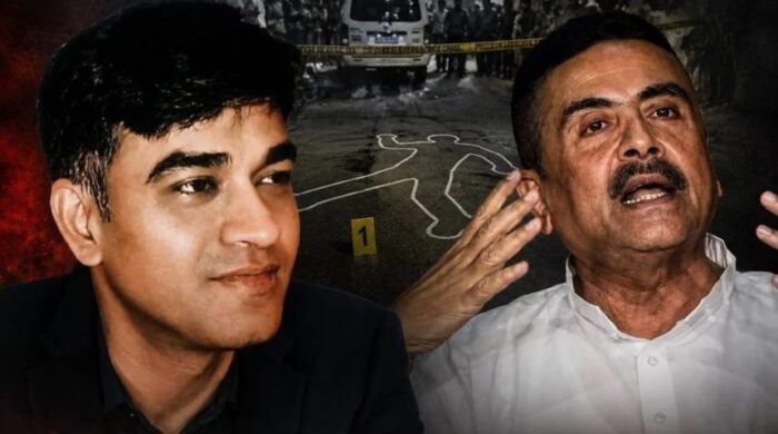 নিহত চন্দ্রনাথ রথ (বামে) ও পশ্চিমবঙ্গের নতুন মুখ্যমন্ত্রী শুভেন্দু অধিকারী