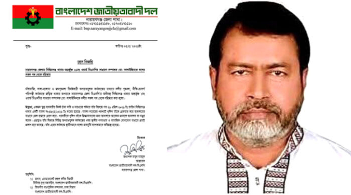 সিদ্ধিরগঞ্জে চাঁদাবাজি মামলায় গ্রেপ্তার বিএনপি নেতা সালাউদ্দিনকে দলীয় সব পদ থেকে বহিষ্কার করা হয়েছে। দলীয় শৃঙ্খলার কথা জানানো হয়।