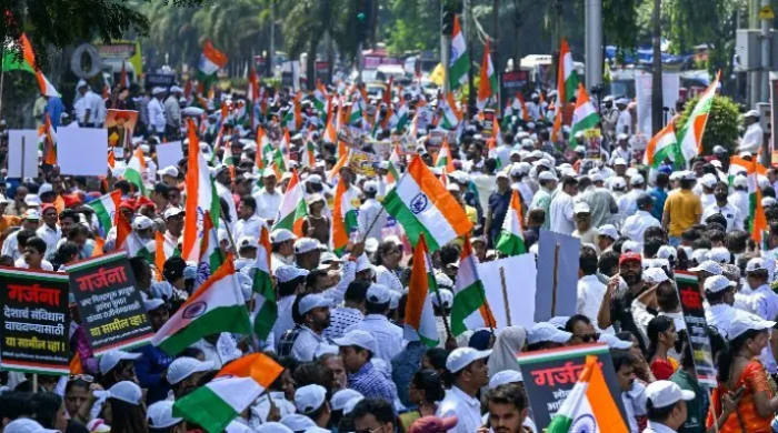 ভোটার তালিকা নিয়ে দিল্লিতে ইন্ডিয়া জোটের বিক্ষোভ